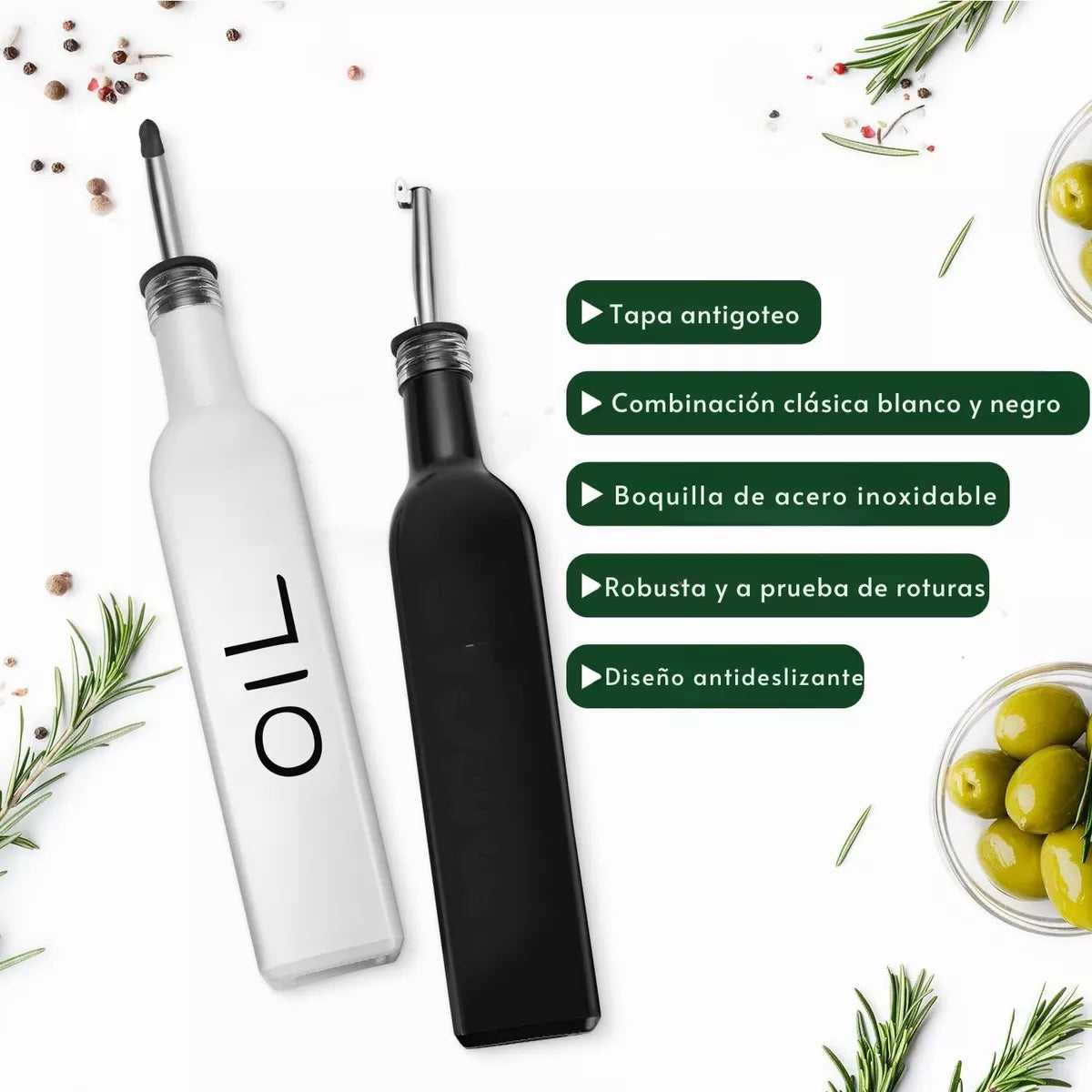 🥗 Pack 2 Botellas para Aceite, Vinagre y Soya – Elegancia y Funcionalidad en tu Cocina 🥗