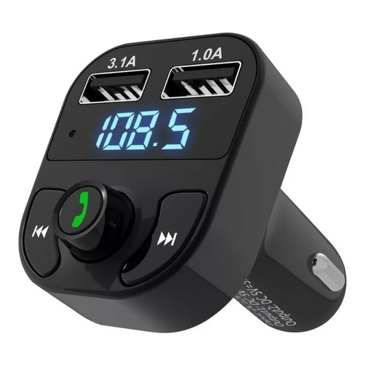 Receptor Bluetooth Autos FM MP3 con Carga Rápida QC3.0 y Luces RGB 🚗